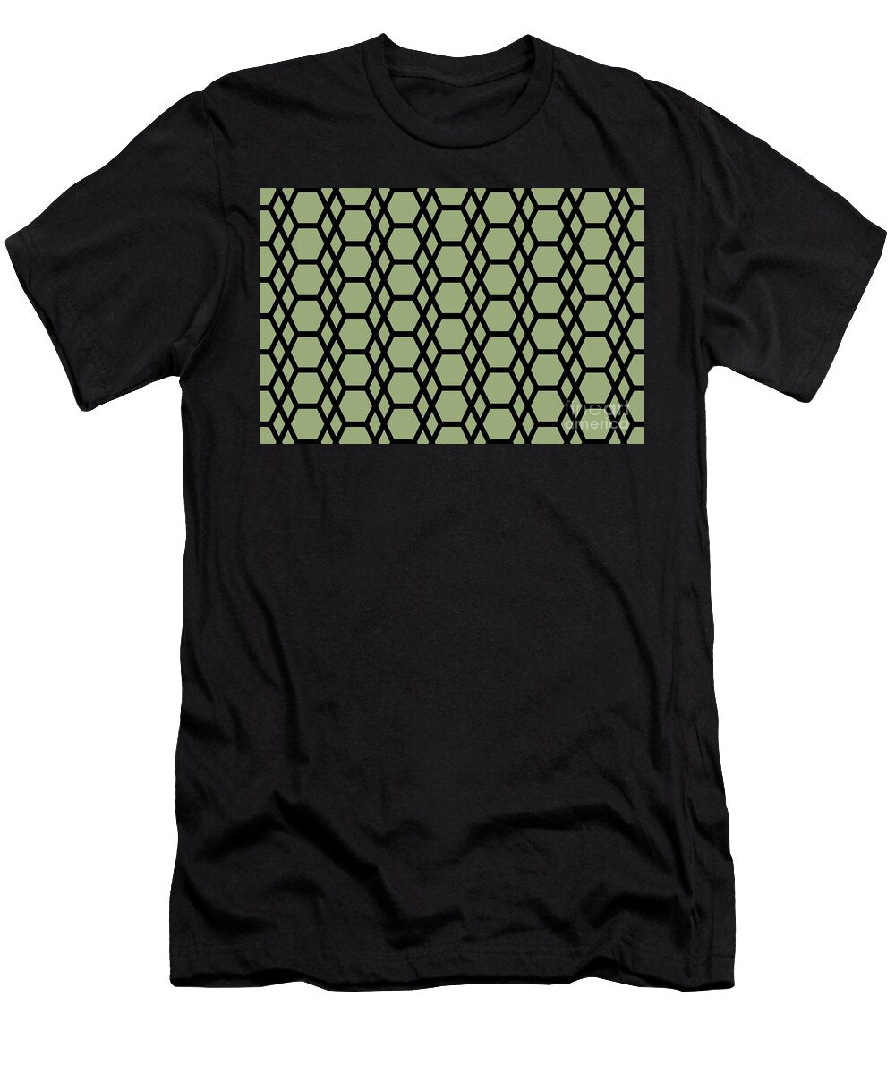 Green and Black Tessellation Line Pattern 13 Petite Pattern Minimal Graphic Designs T-Shirt