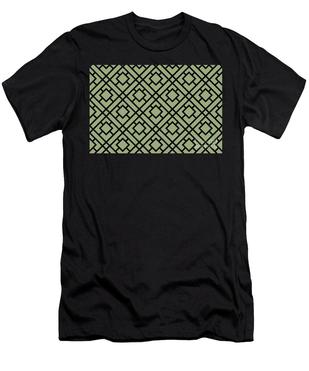 Green and Black Tessellation Line Pattern 24 Petite Pattern Minimal Graphic Designs T-Shirt