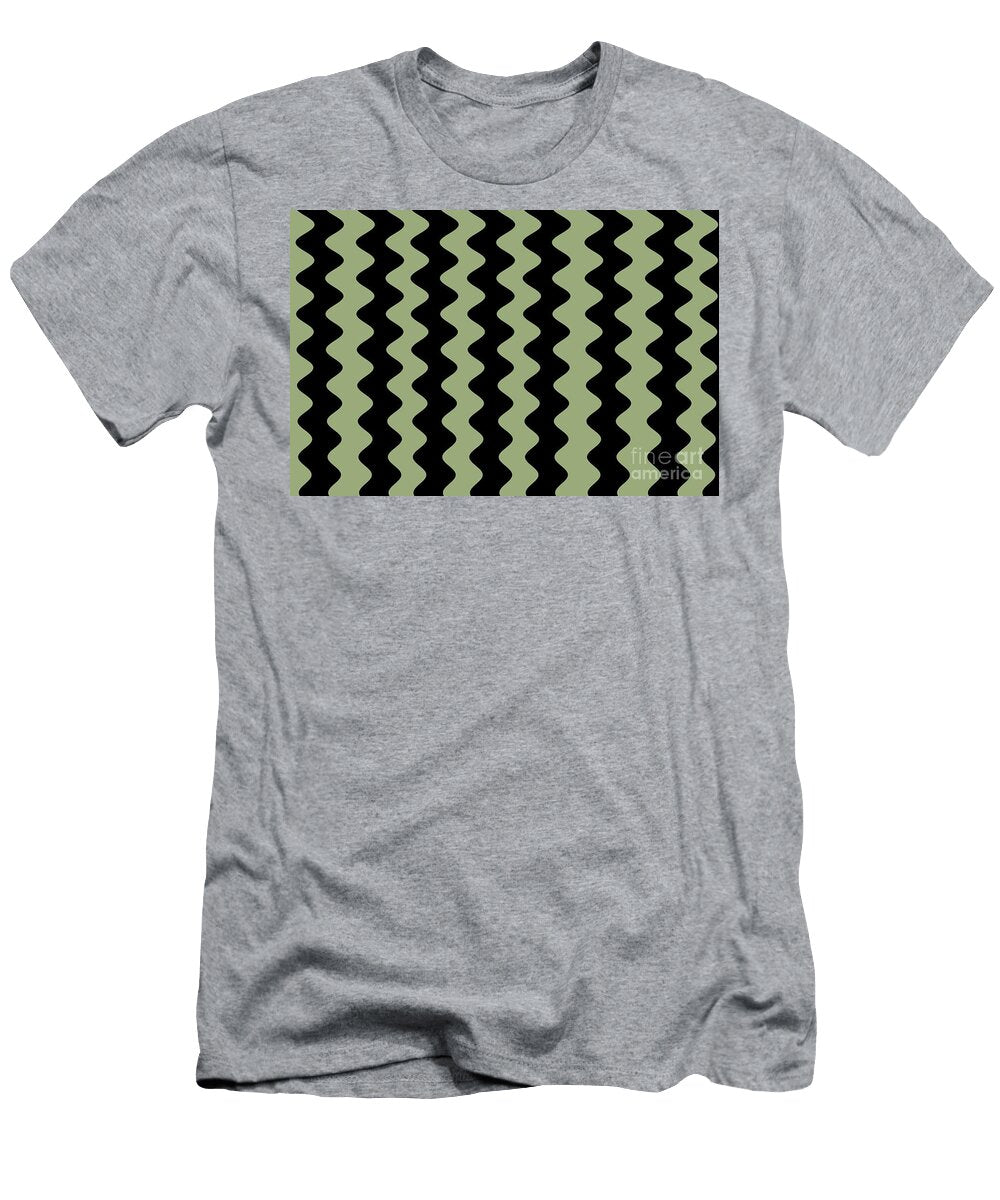 Green and Black Vertical Rippled Stripe Pattern Petite Pattern Minimal Graphic Designs T-Shirt