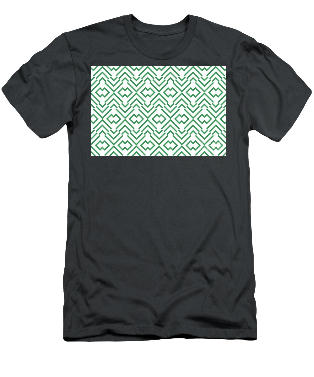 Green and White Abstract Art Deco Shape Pattern Petite Pattern Minimal Graphic Designs T-Shirt
