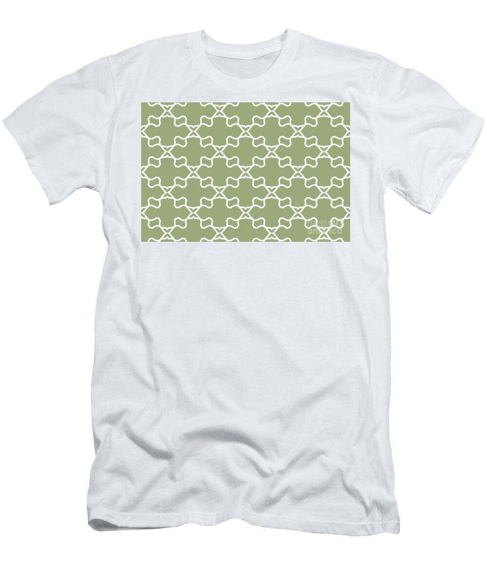 Green and White Ornamental Shape Pattern 3 Petite Pattern Minimal Graphic Designs T-Shirt