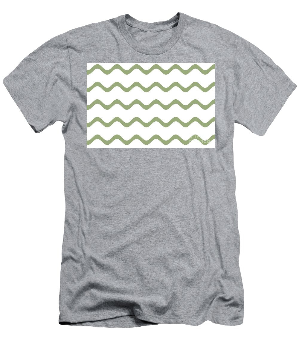 Green and White Rippled Horizontal Stripe Pattern Petite Pattern Minimal Graphic Designs T-Shirt
