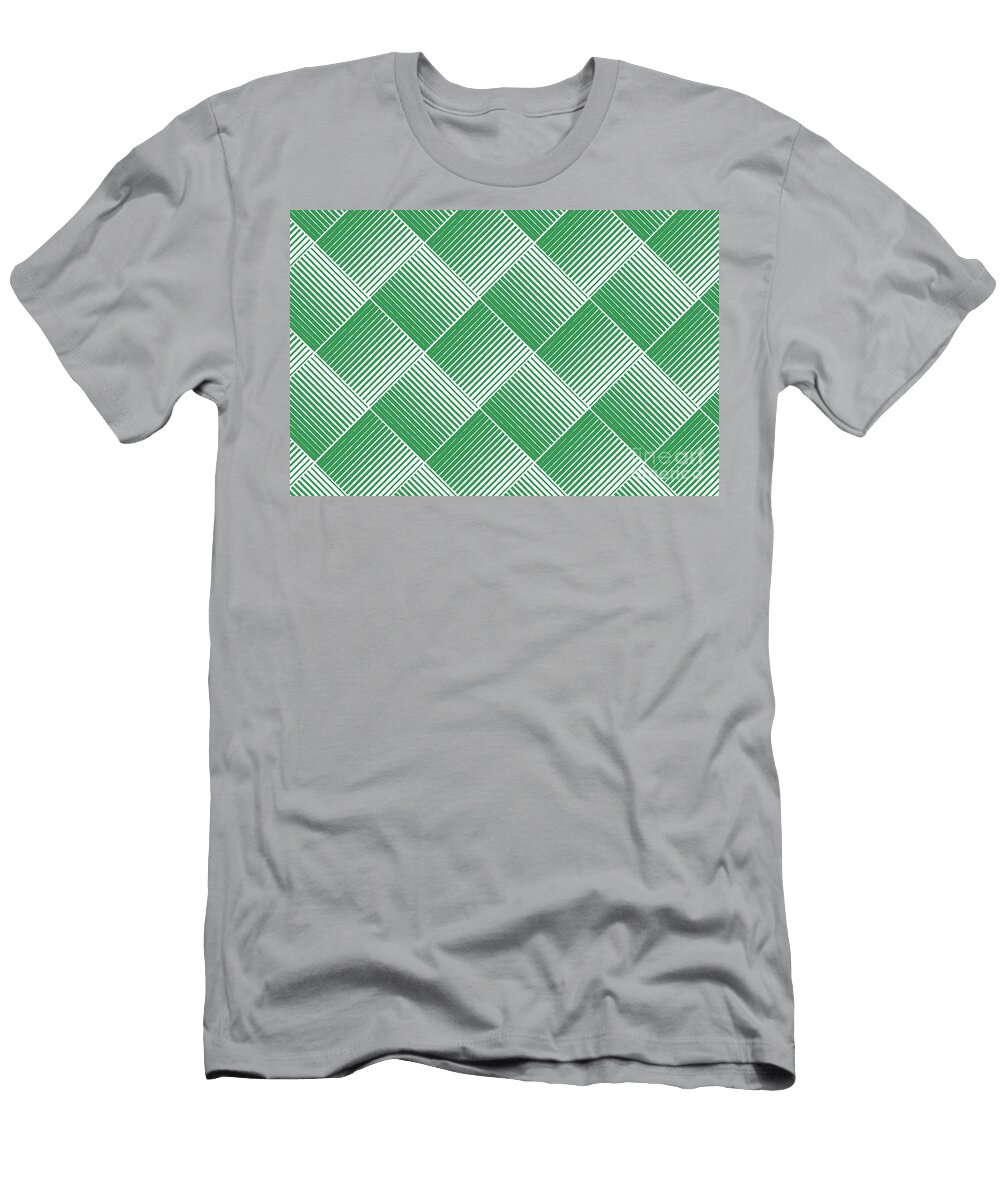 Green and White Square Mosaic Stripe Pattern Petite Pattern Minimal Graphic Designs T-Shirt
