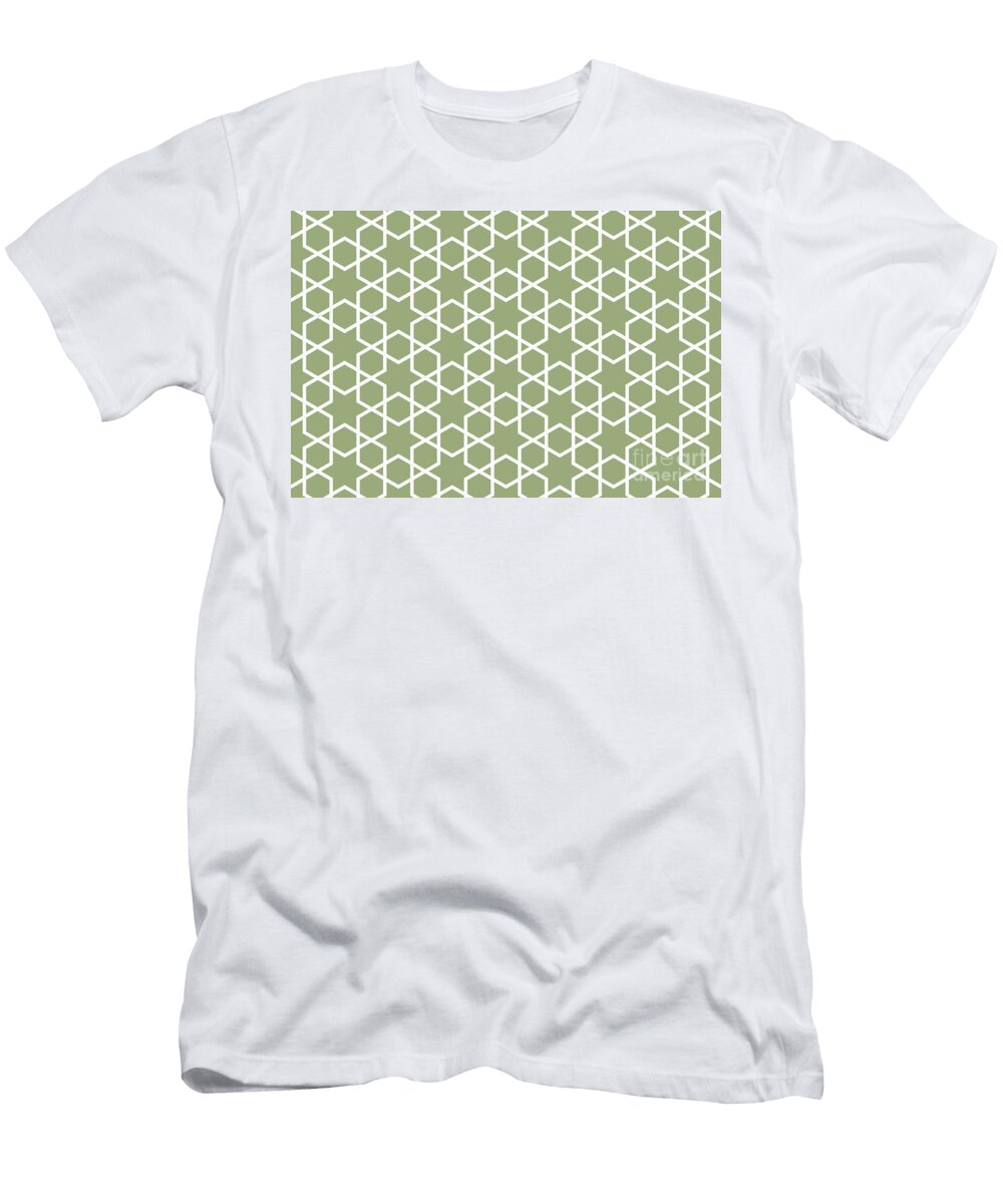 Green and White Tessellation Line Pattern 14 Petite Pattern Minimal Graphic Designs T-Shirt