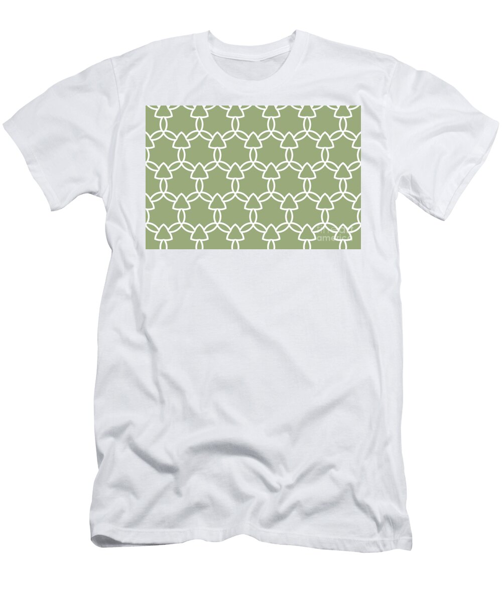 Green and White Tessellation Line Pattern 29 Petite Pattern Minimal Graphic Designs T-Shirt