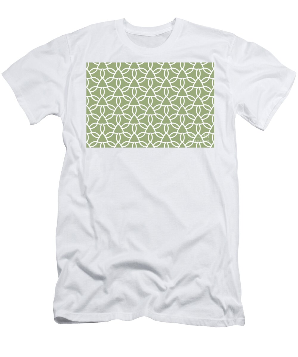 Green and White Tessellation Line Pattern 32 Petite Pattern Minimal Graphic Designs T-Shirt