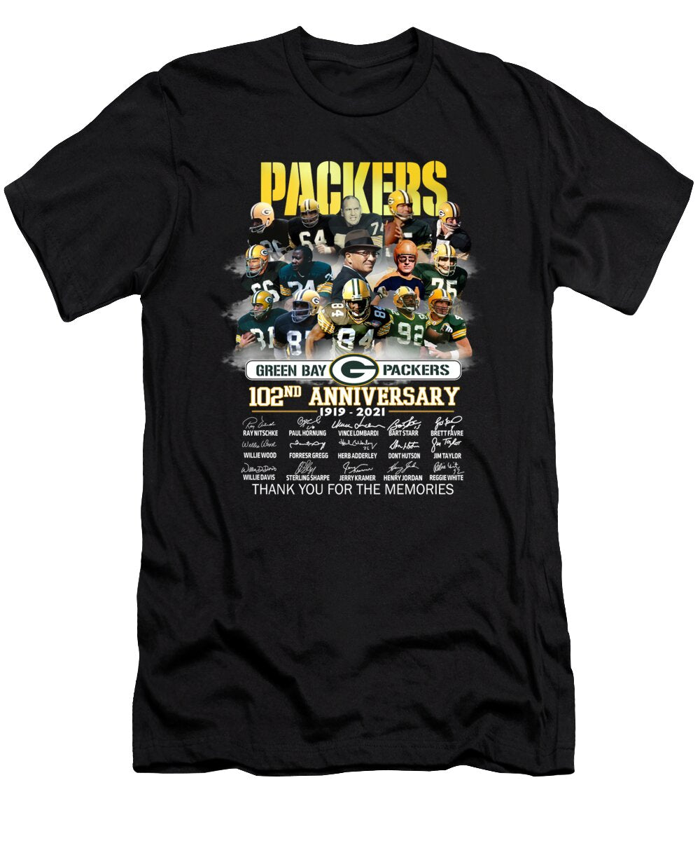 Green Bay Packers 1919 2021 102nd Anniversary Thank You for the Memories Signatures Th T-Shirt