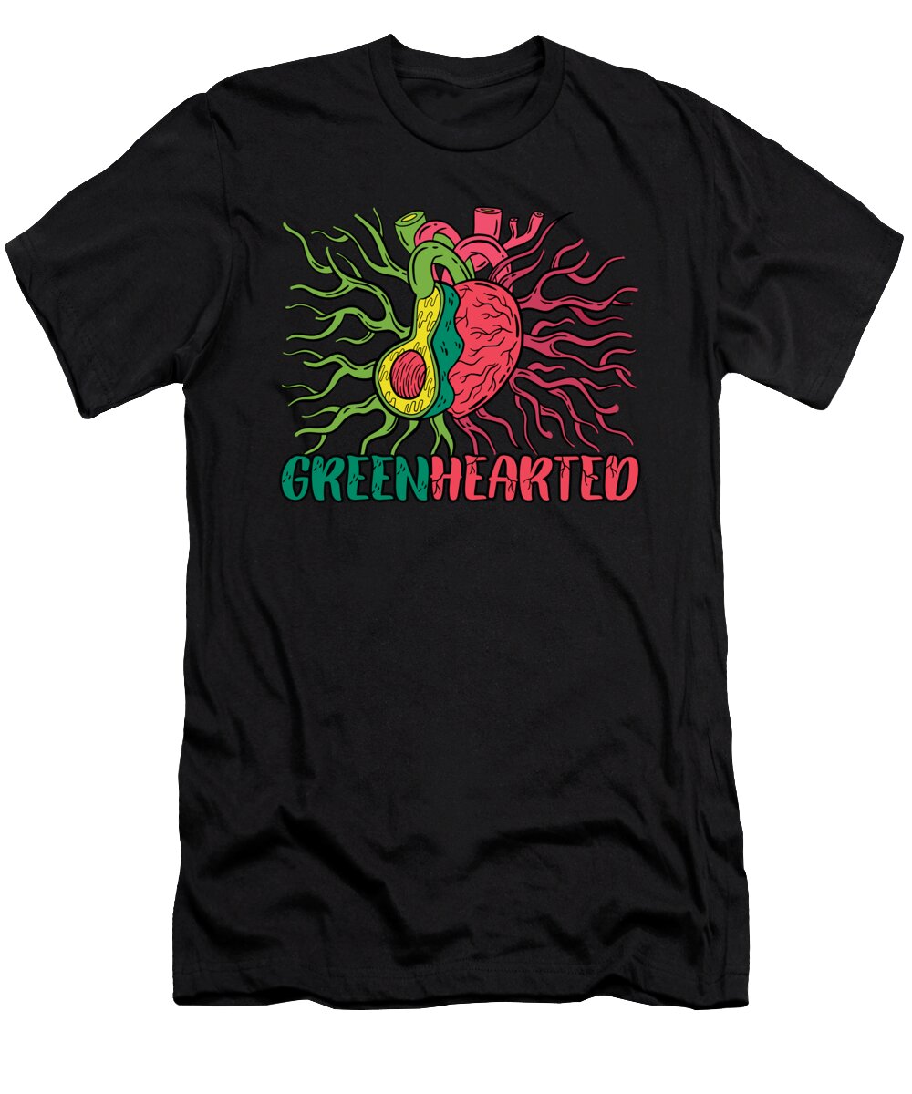 Green Hearted Avocado Vegan Veganism Organicfoodempire T-Shirt