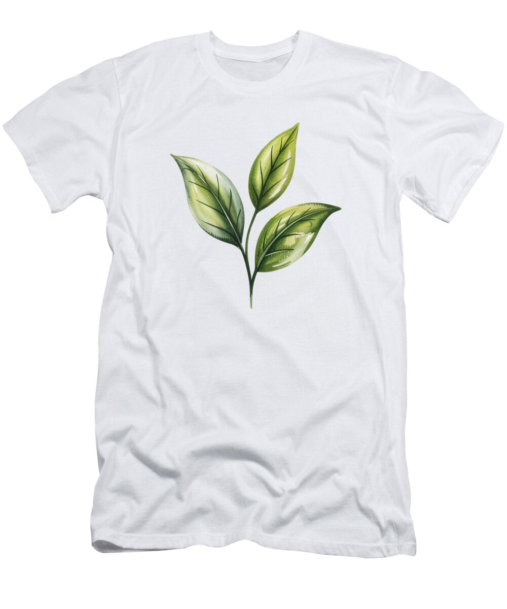 Green Leaves on Gray Background Joanna Redesiuk T-Shirt