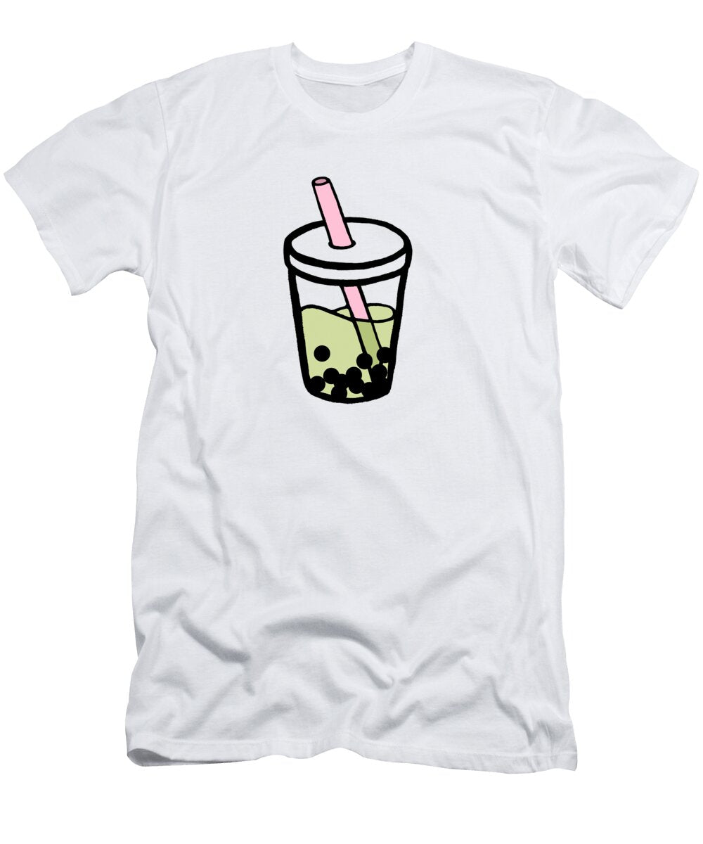 Green Matcha Bubble Tea Doodle Vivid Orchid Designs T-Shirt