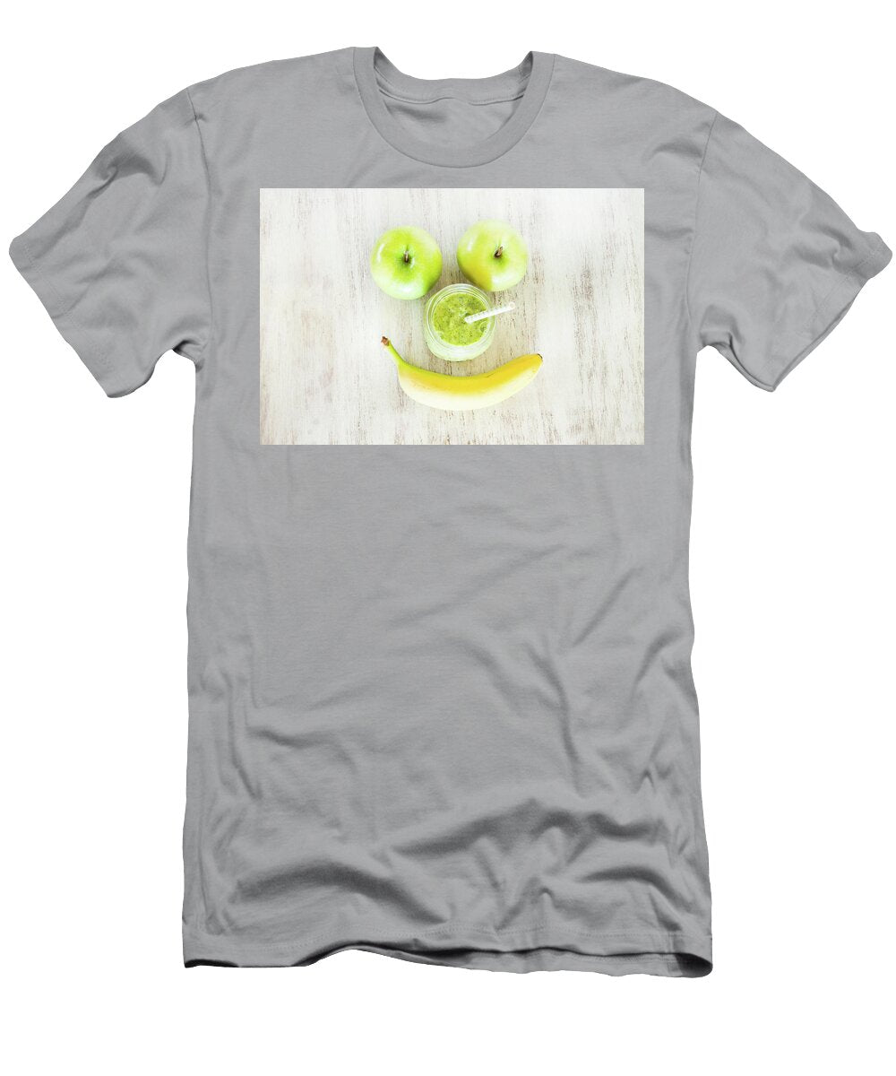 Green Spinach Fruit and Vegetable Smoothie Smile Face Carol Mellema T-Shirt