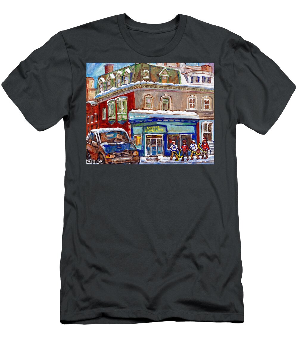 Green Superette Mcgill Ghetto Depanneur Corner Milton and Durocher Canadian Hockey Painting Cspandau Carole Spandau T-Shirt