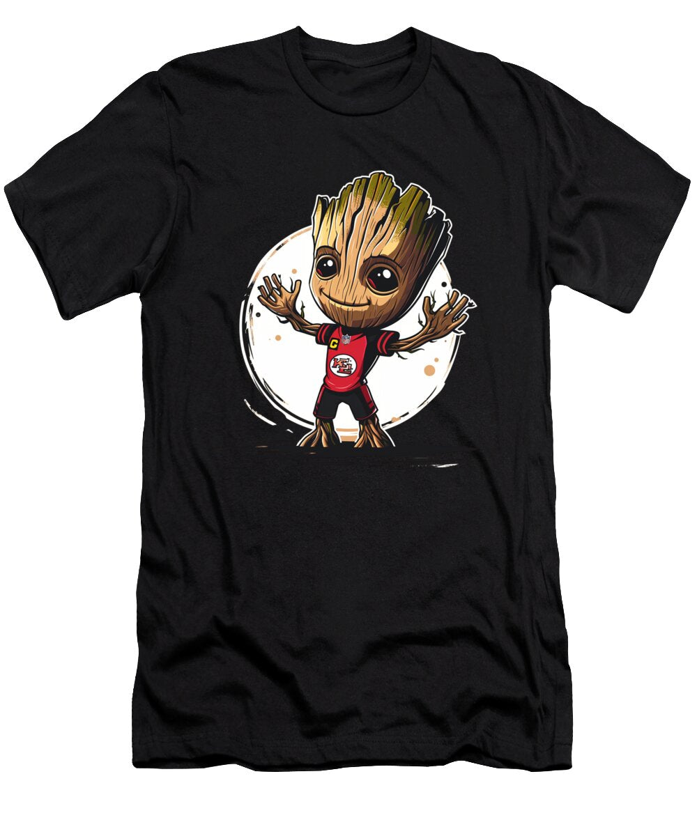 Groot Vs Chiefs Logo Bravery Behind Badges Mizorey T-Shirt
