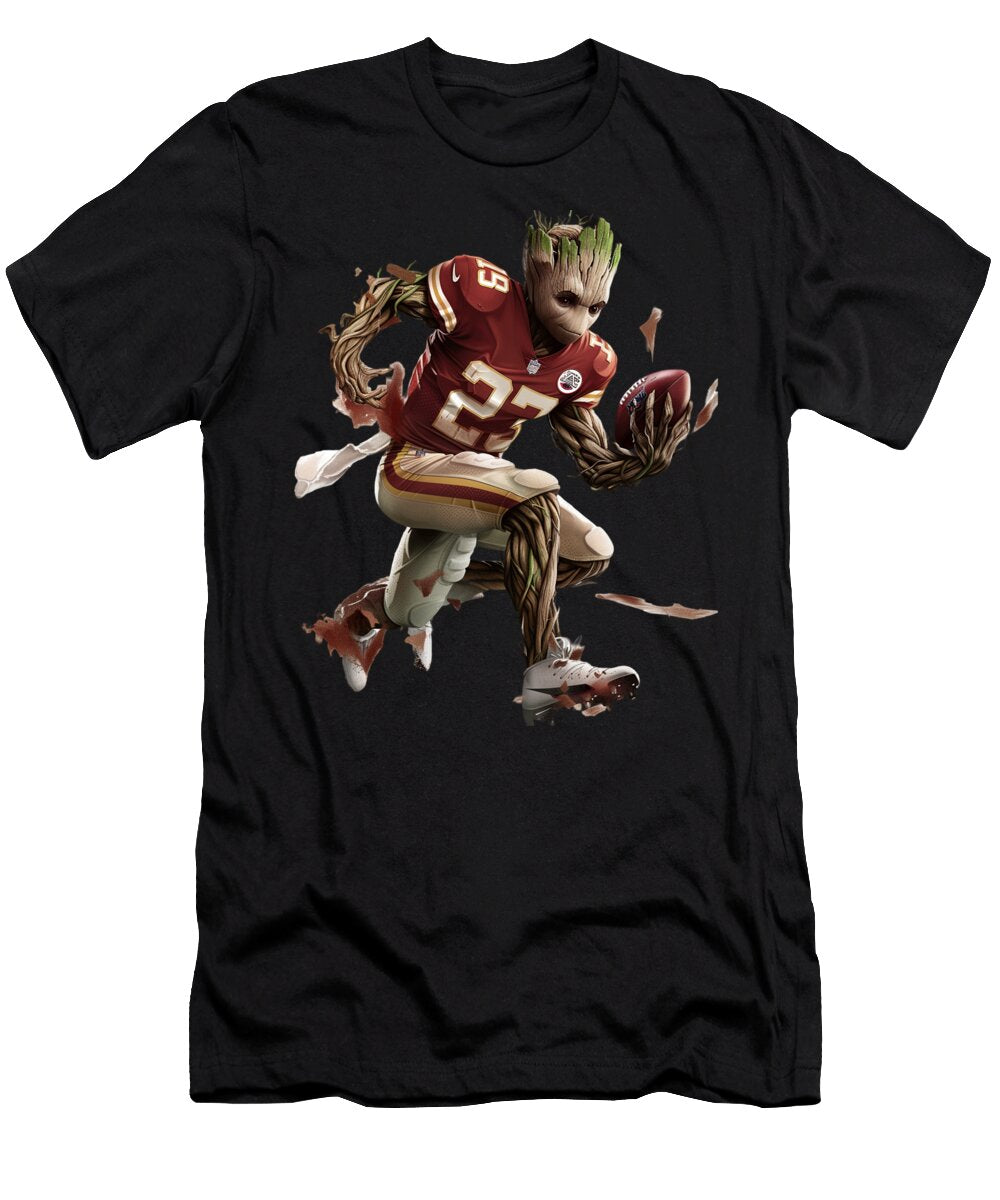 Groot Vs Chiefs Logo Figures Face Fray Mizorey T-Shirt