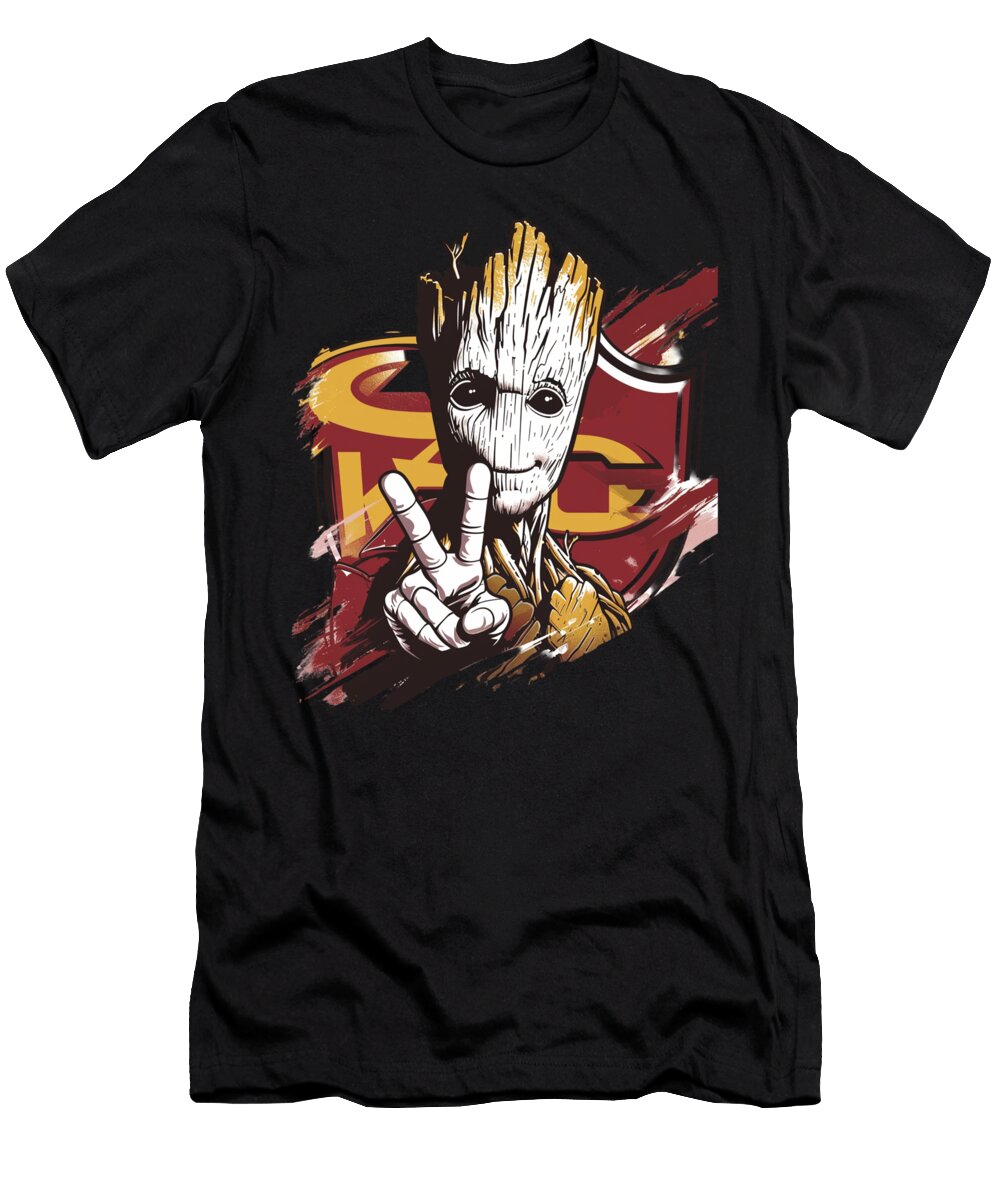Groot Vs Chiefs Logo Flair of Fantasy Mizorey T-Shirt
