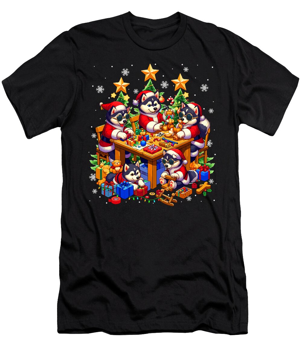 Group Santa Huskies Christmas Activities Funny Sophie Eleanor T-Shirt