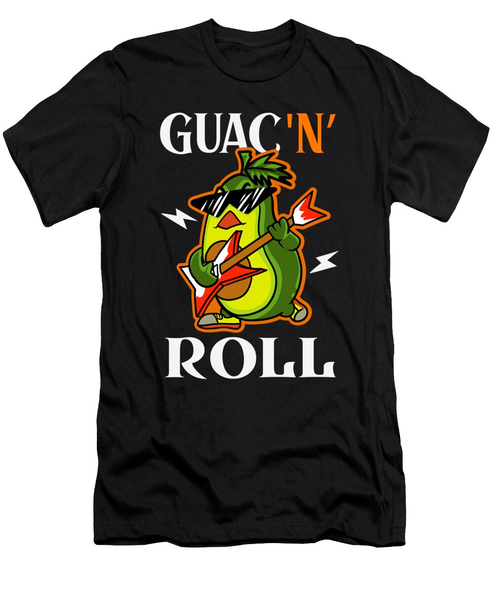 Guac N Roll Music Lover Holy Guacamole Funny Avocado Print Alessandra Roth T-Shirt