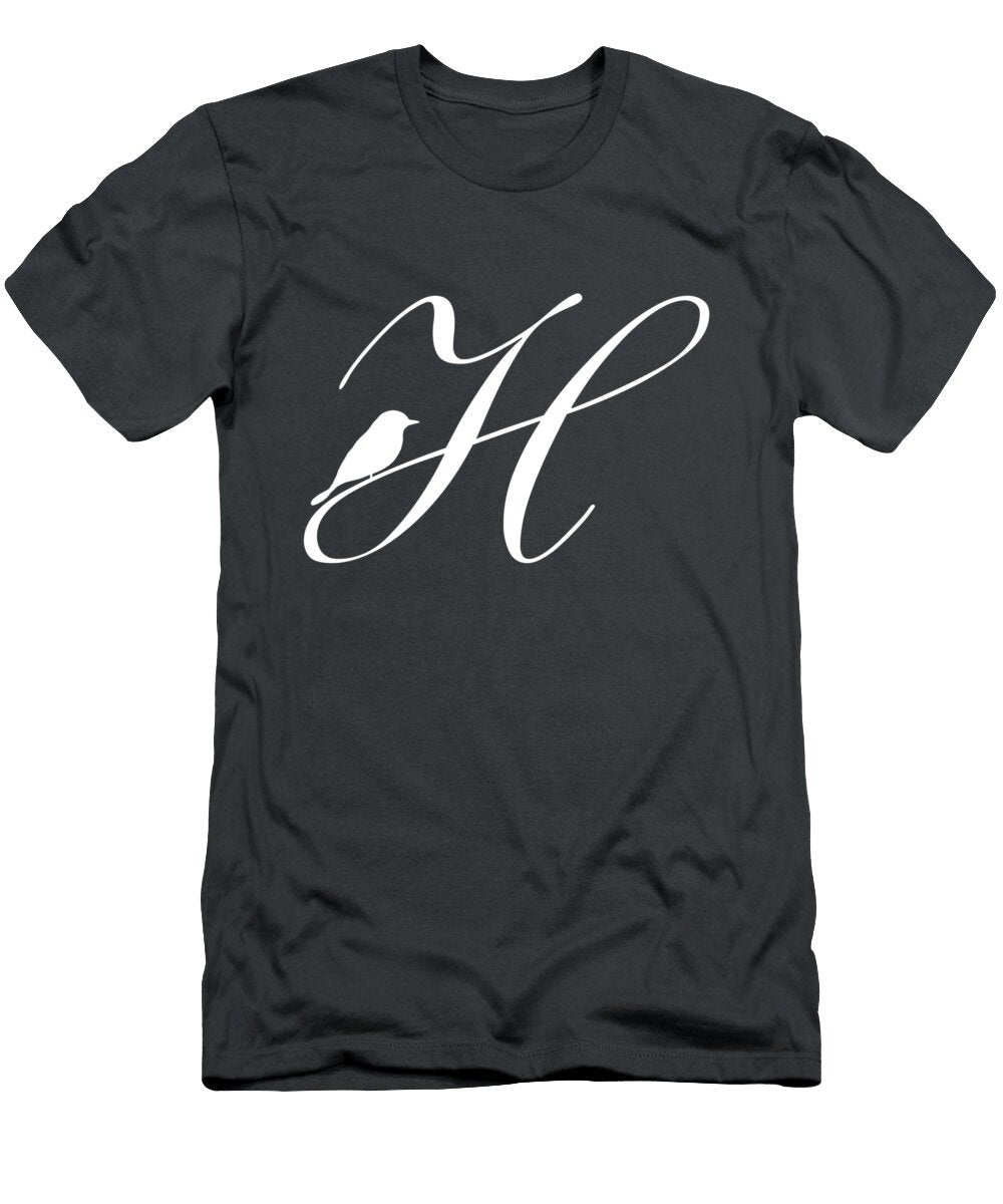 H in White Bird and Script Custom Home Fashions T-Shirt