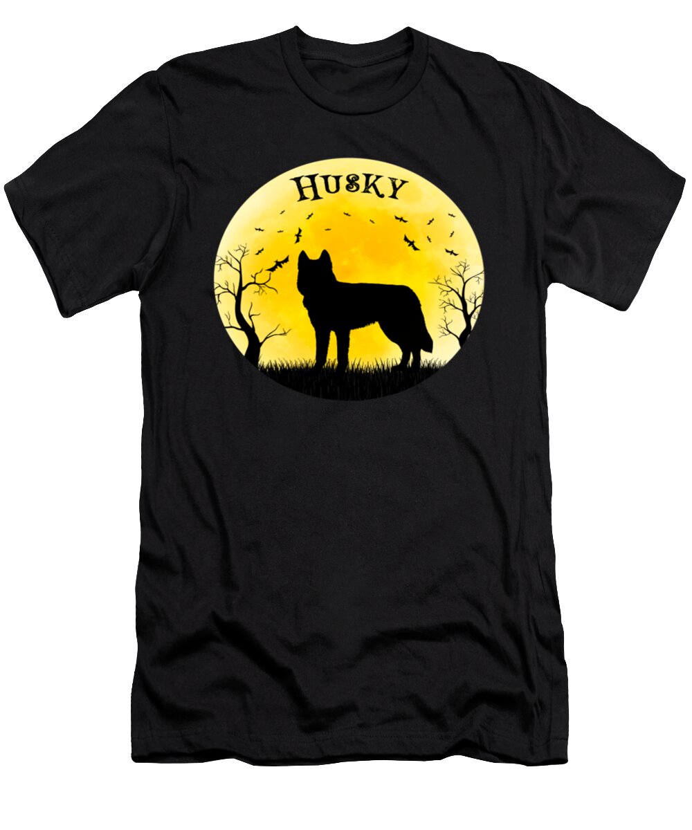 Halloween Moon Husky Dog Tinh Tran Le Thanh T-Shirt