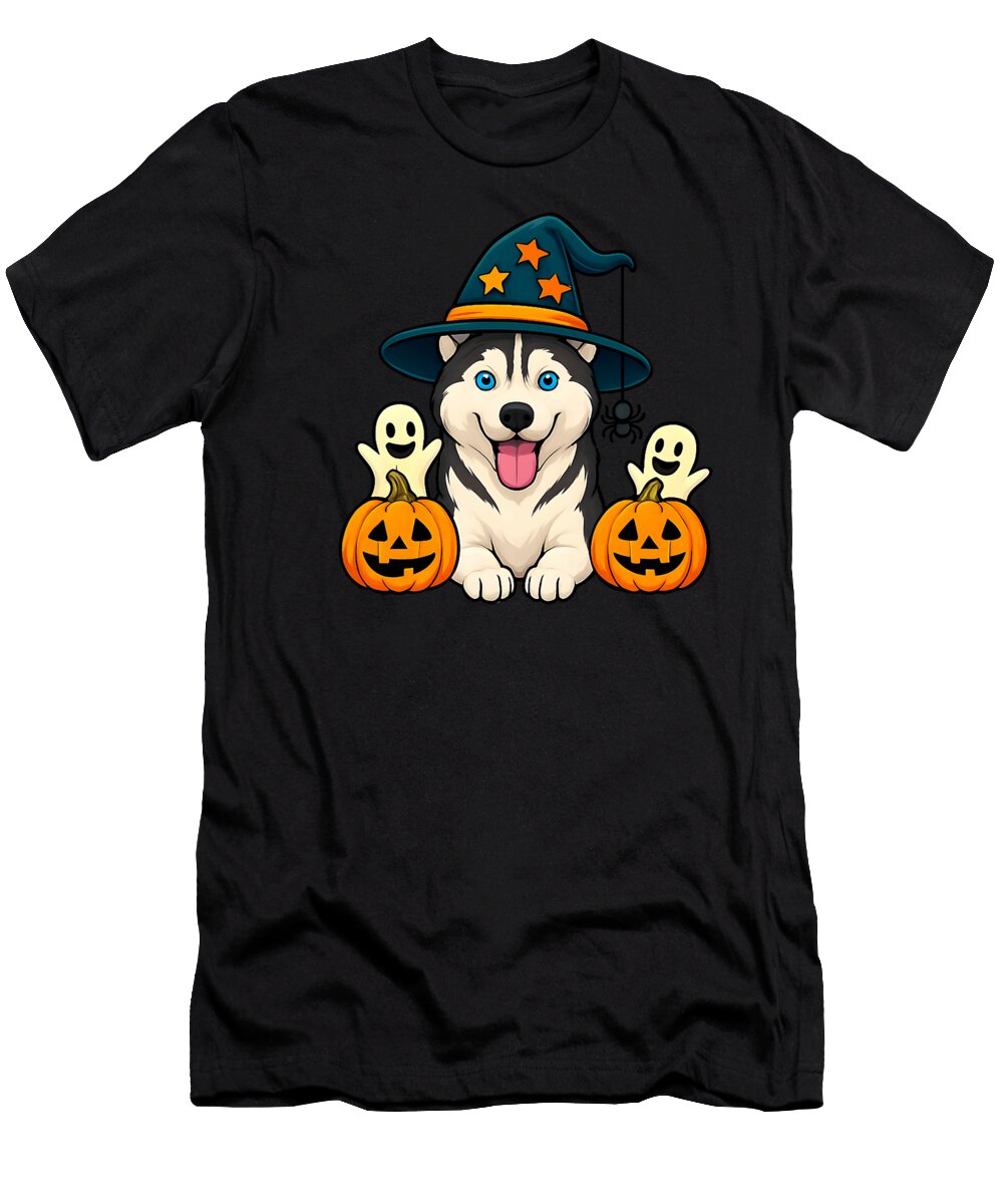 Halloween Siberian Husky Dog Cute Chibi Hat Studi Alex T-Shirt