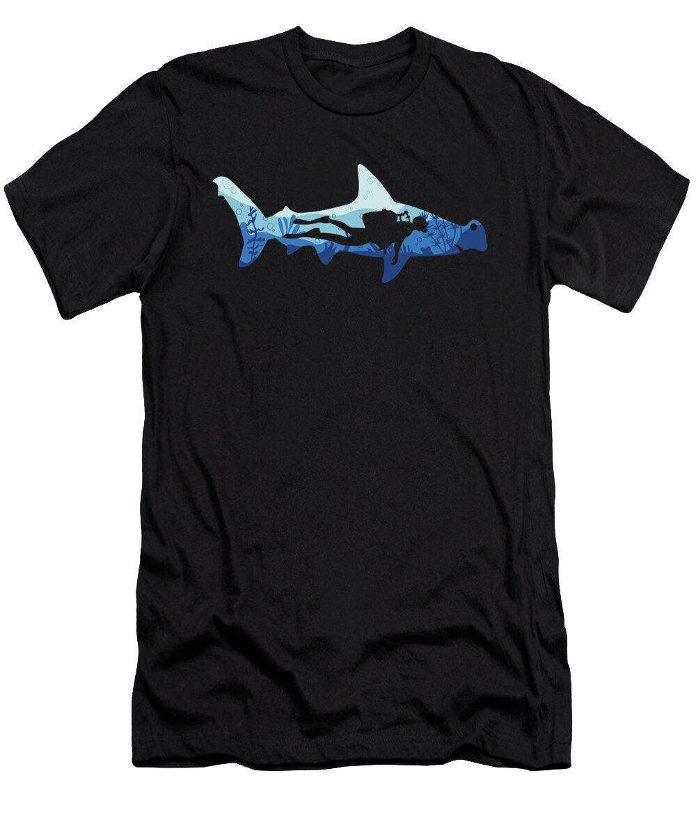 Hammerhead Shark and Diver Ocean Animal Lover Gift Albert Smith T-Shirt