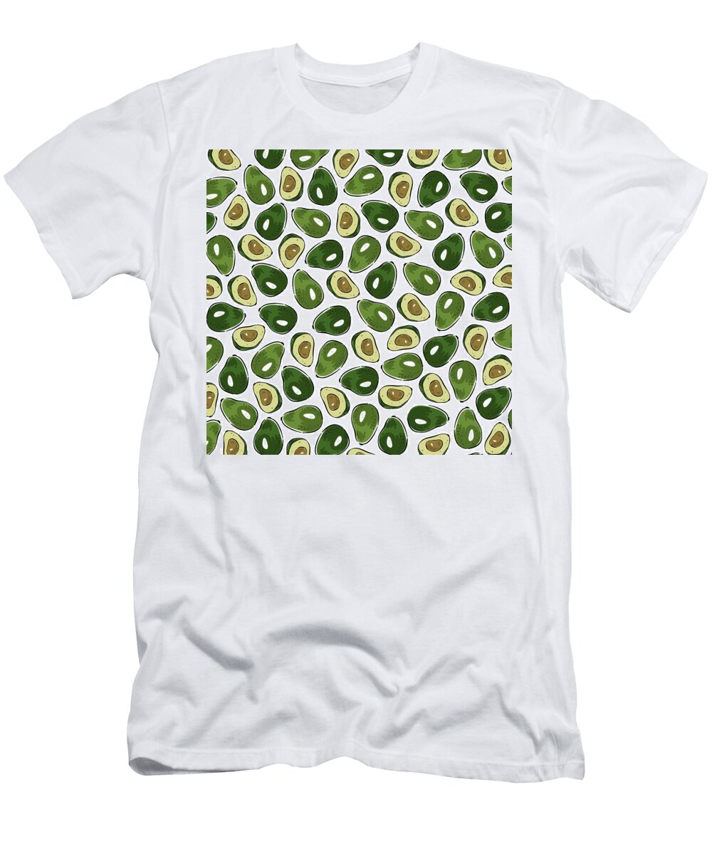 Hand Drawn Avocado Pattern Julien T-Shirt