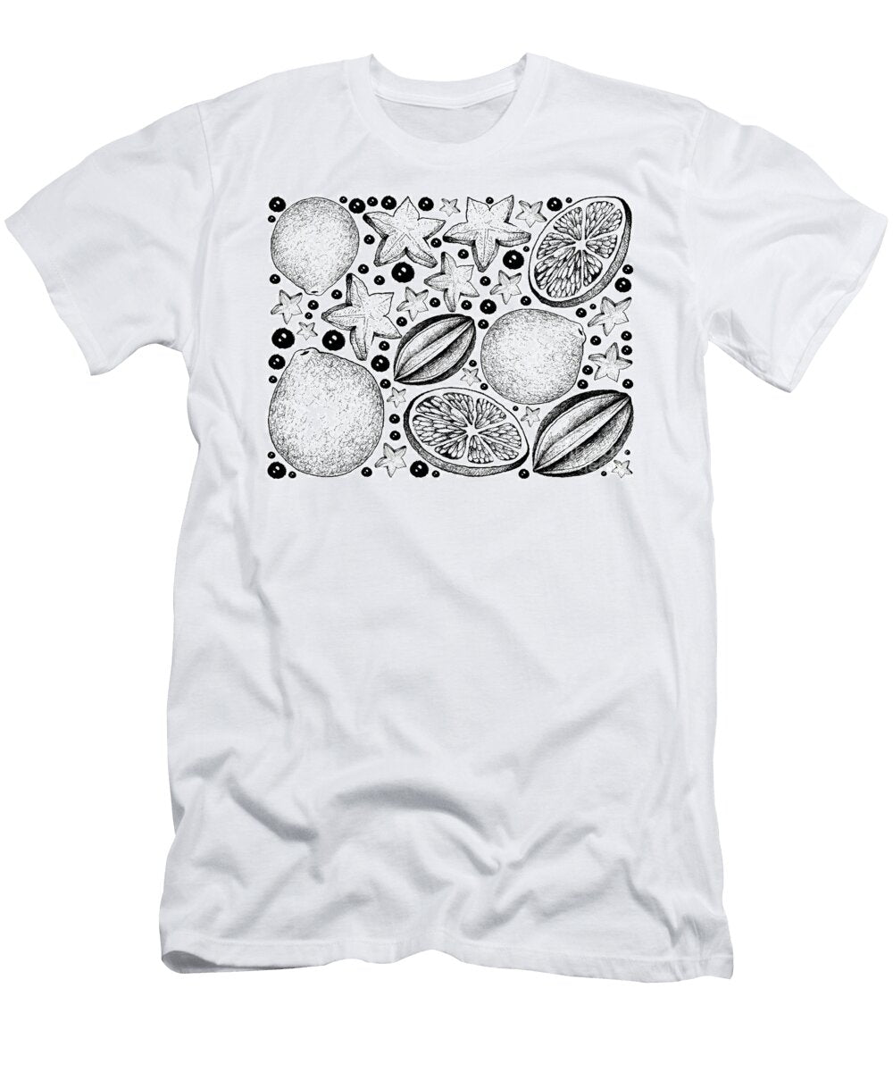 Hand Drawn Background of Carambola and Lime Fruits Iam Nee T-Shirt