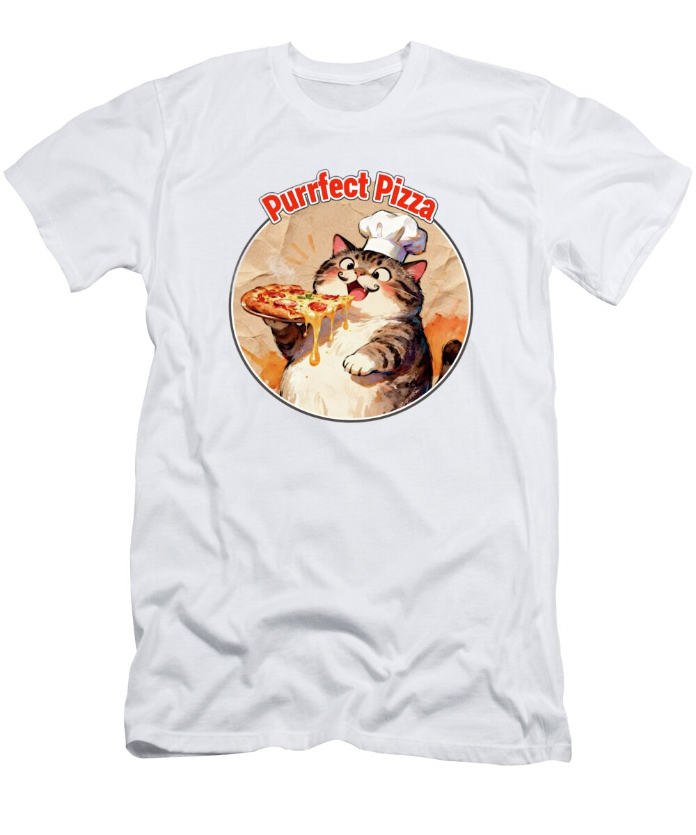 Happy Cat Chef with Pizza Mounir Khalfouf T-Shirt