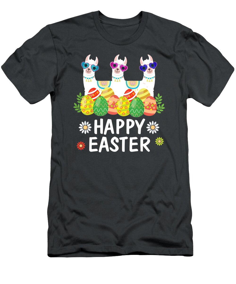 Happy Easter Eggs Easter Llama Alpaca Bunny Funny Gifts Julie Hurst T-Shirt