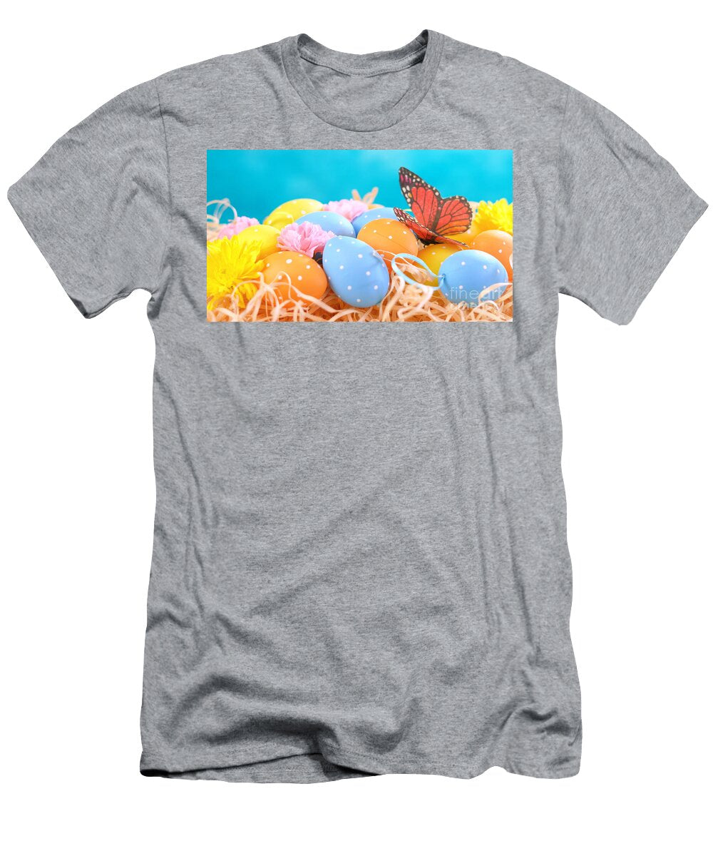Happy Easter Ornaments Eggs and Spring Flowers Milleflore Images T-Shirt