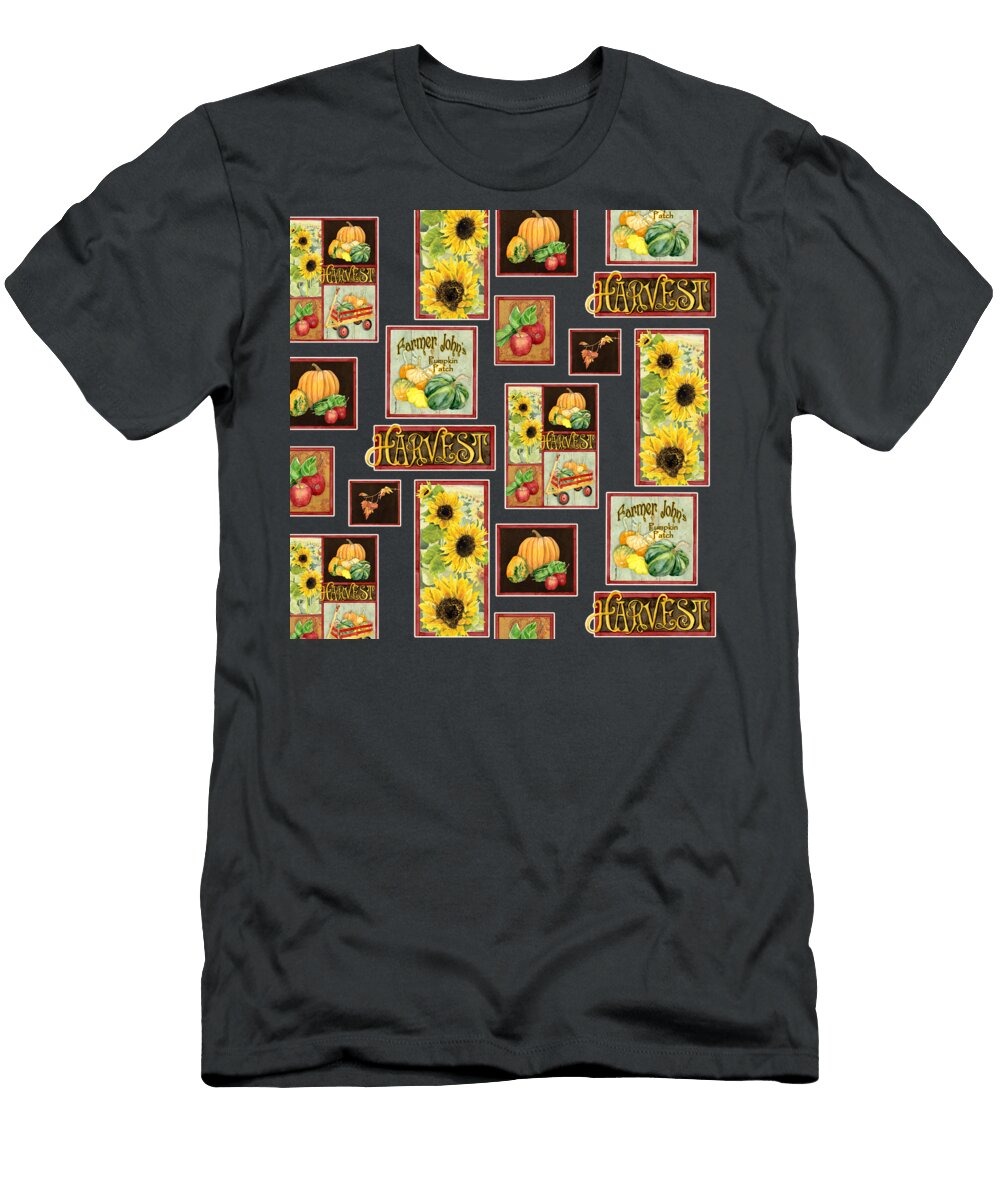 Harvest Market Pumpkins Sunflowers N Red Wagon Audrey Jeanne Roberts T-Shirt