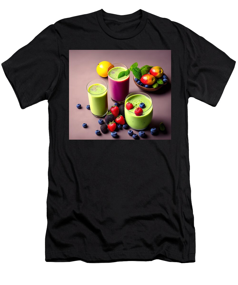 Healthy Smoothie with Fresh Fruits Generative Ai Illustration Miroslav Nemecek T-Shirt