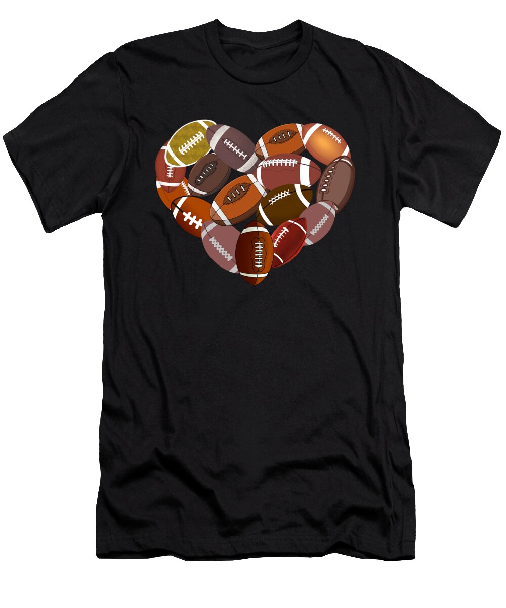 Heart Icon Filled with Footballs Hung Duong Duy T-Shirt