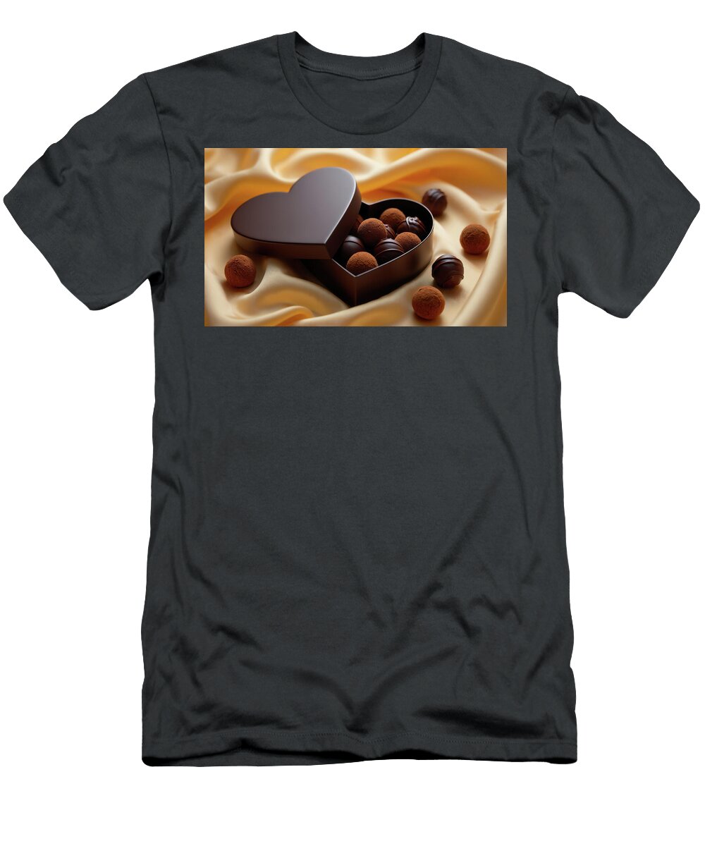 Heart Shaped Dark Chocolate Box Psychoshadow Art T-Shirt