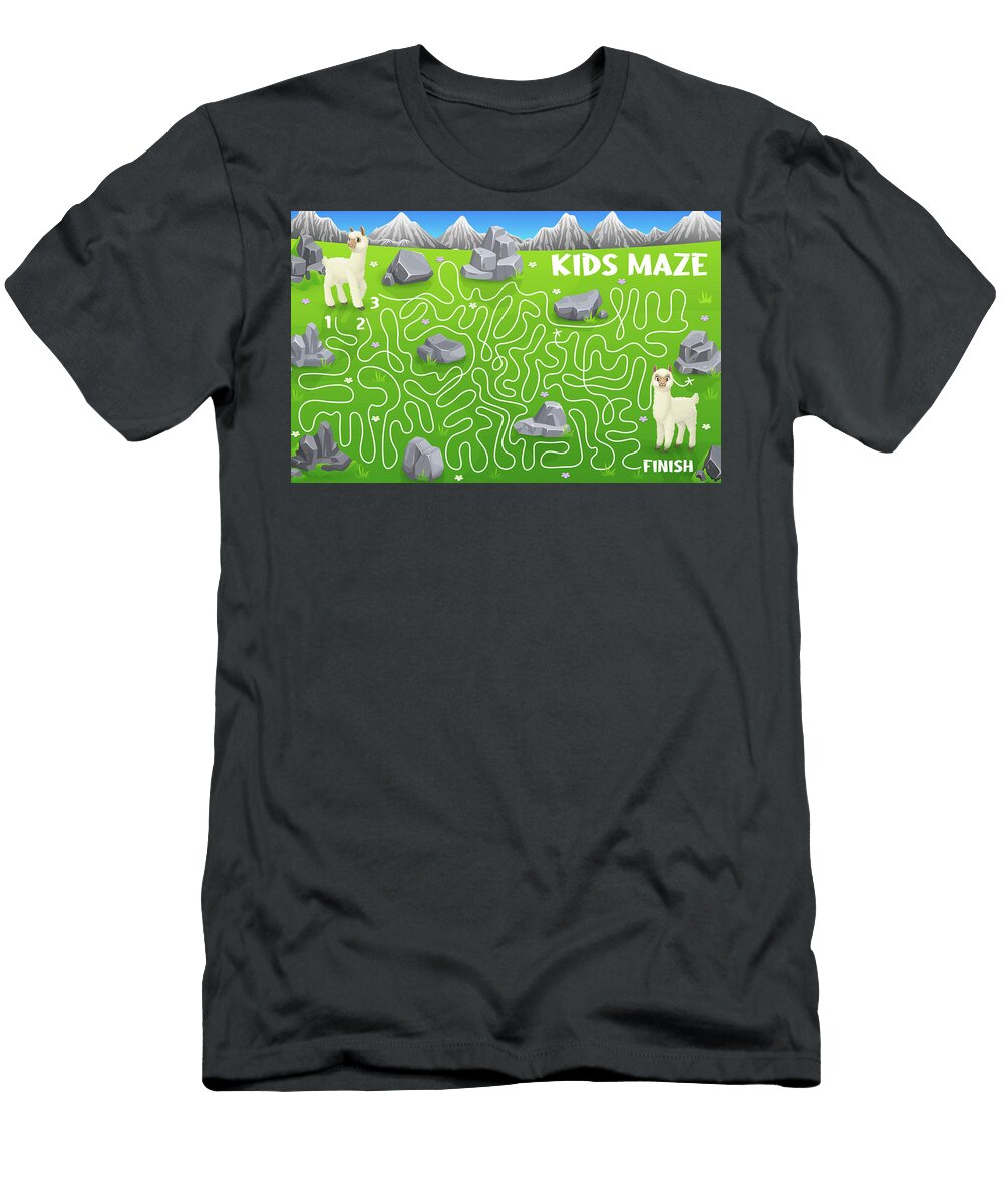 Help Alpaca Find Friend Kids Maze Game Print on Demand T-Shirt