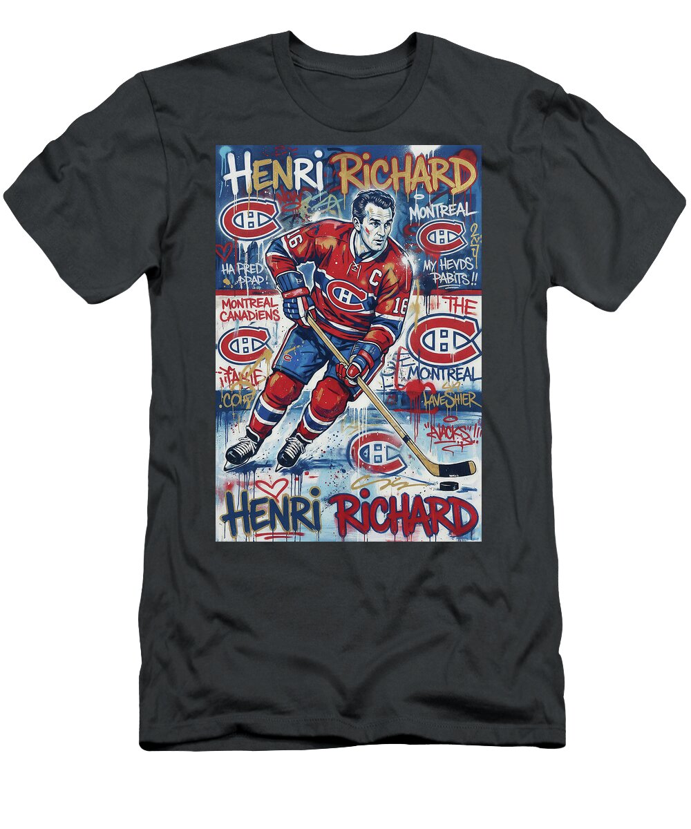 Henri Richard Graffiti Poster Hockey Player NHL Sampadart Gallery T-Shirt