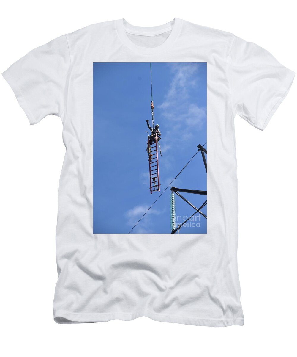 High Wire Electric Lineman At Work Addison Likins T-Shirt
