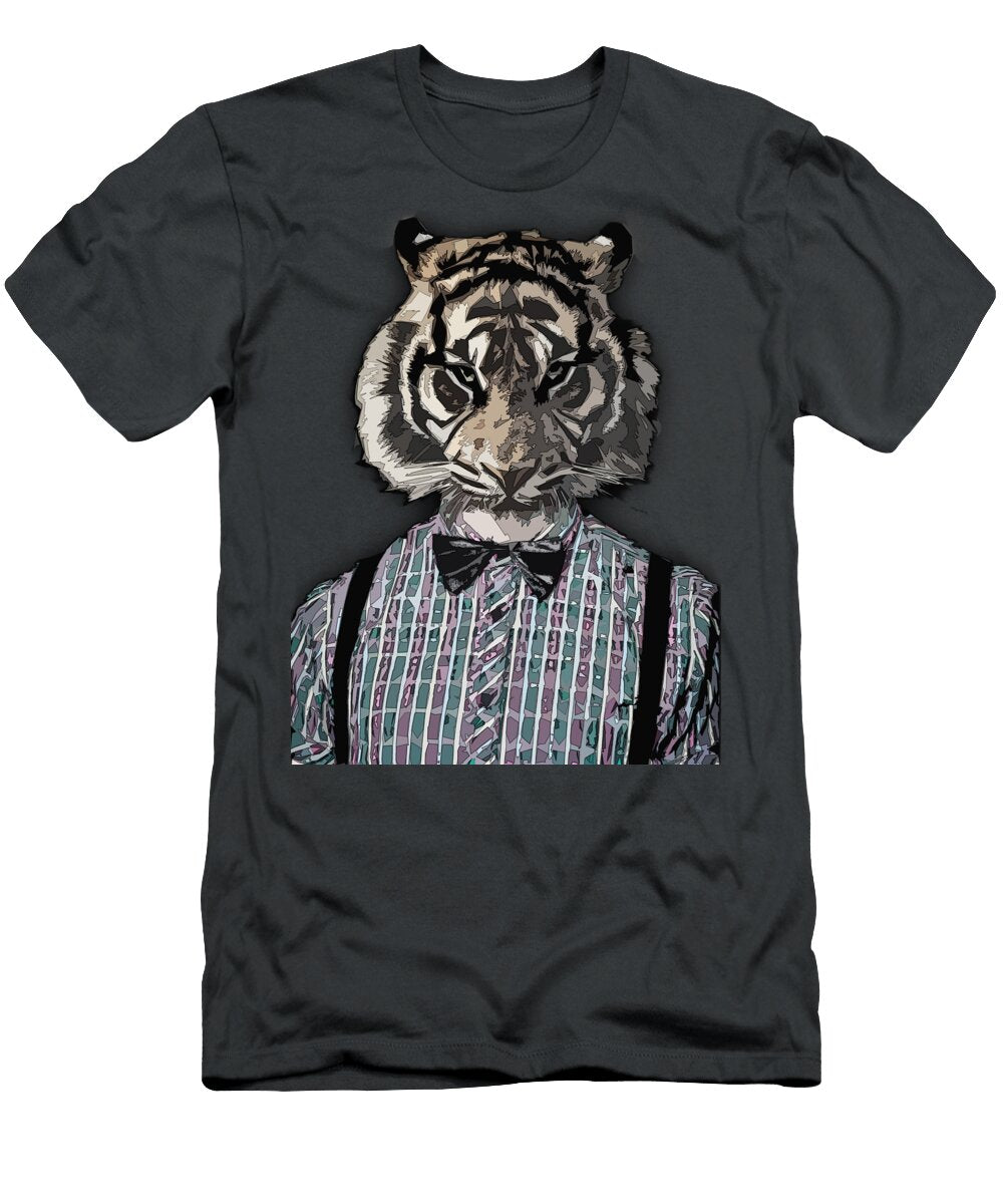 Hipster Tiger Plaid Vintage Dictionary Art Beatnik Art Jacob Kuch T-Shirt