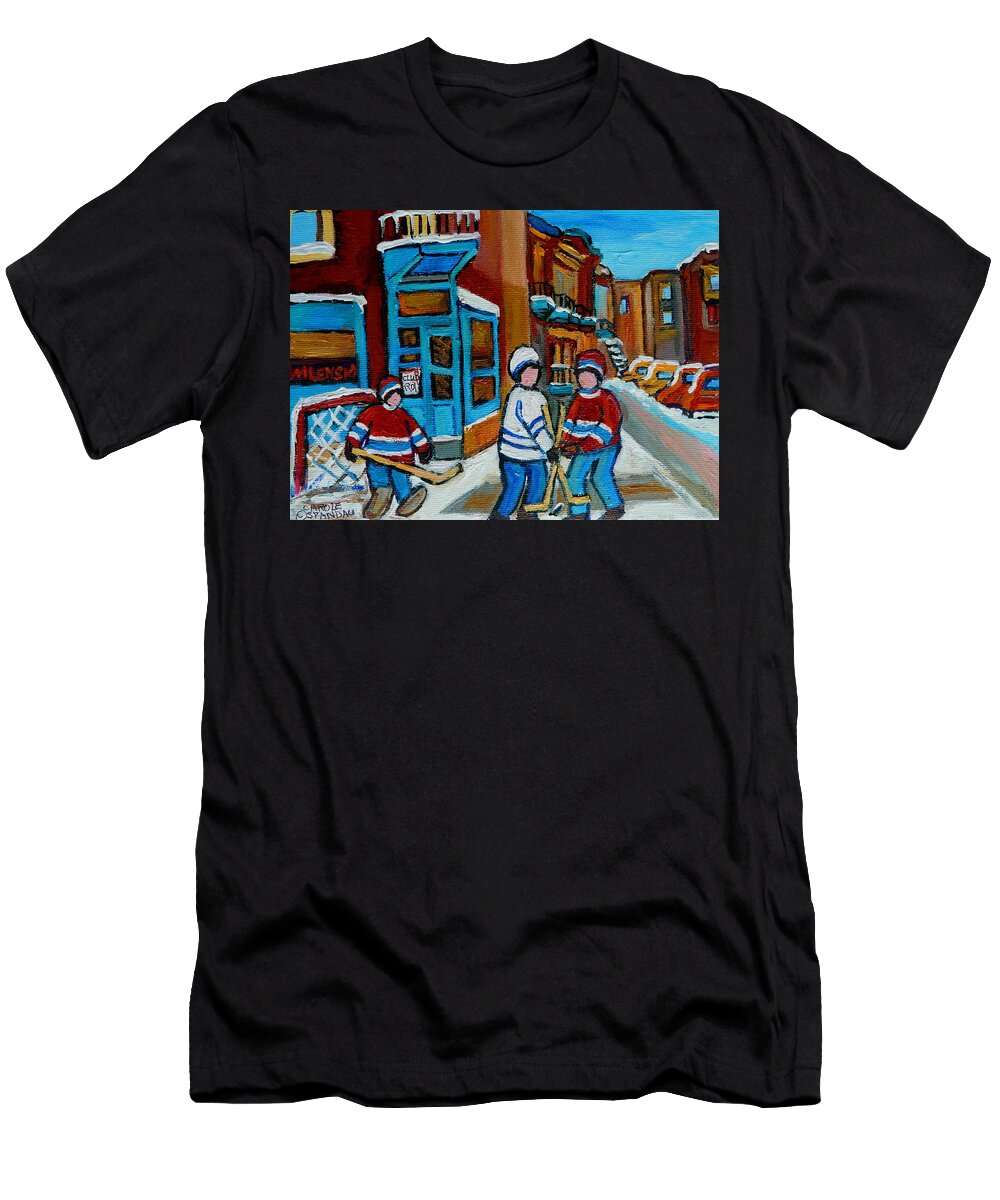 Hockey Game Corner Clark and Fairmount Wilenskys Paintings Carole Spandau T-Shirt