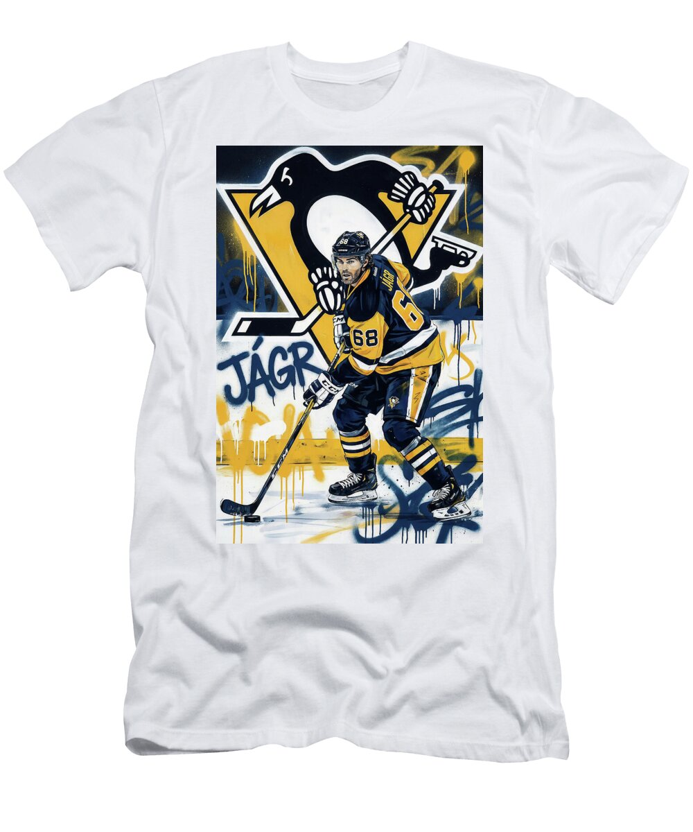 Hockey Legend Jaromir Jagr Graffiti Poster Hockey Player NHL Sampadart Gallery T-Shirt