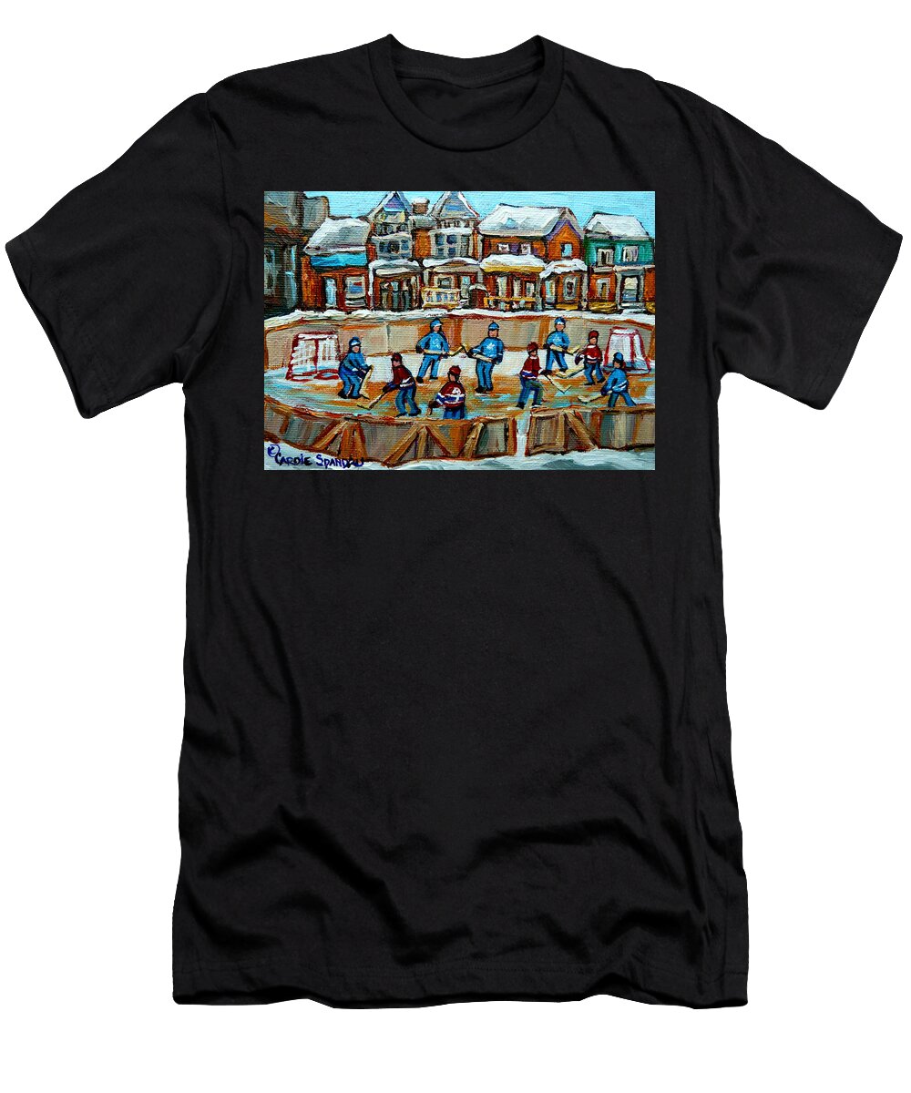 Hockey Rink Montreal Street Scene Carole Spandau T-Shirt