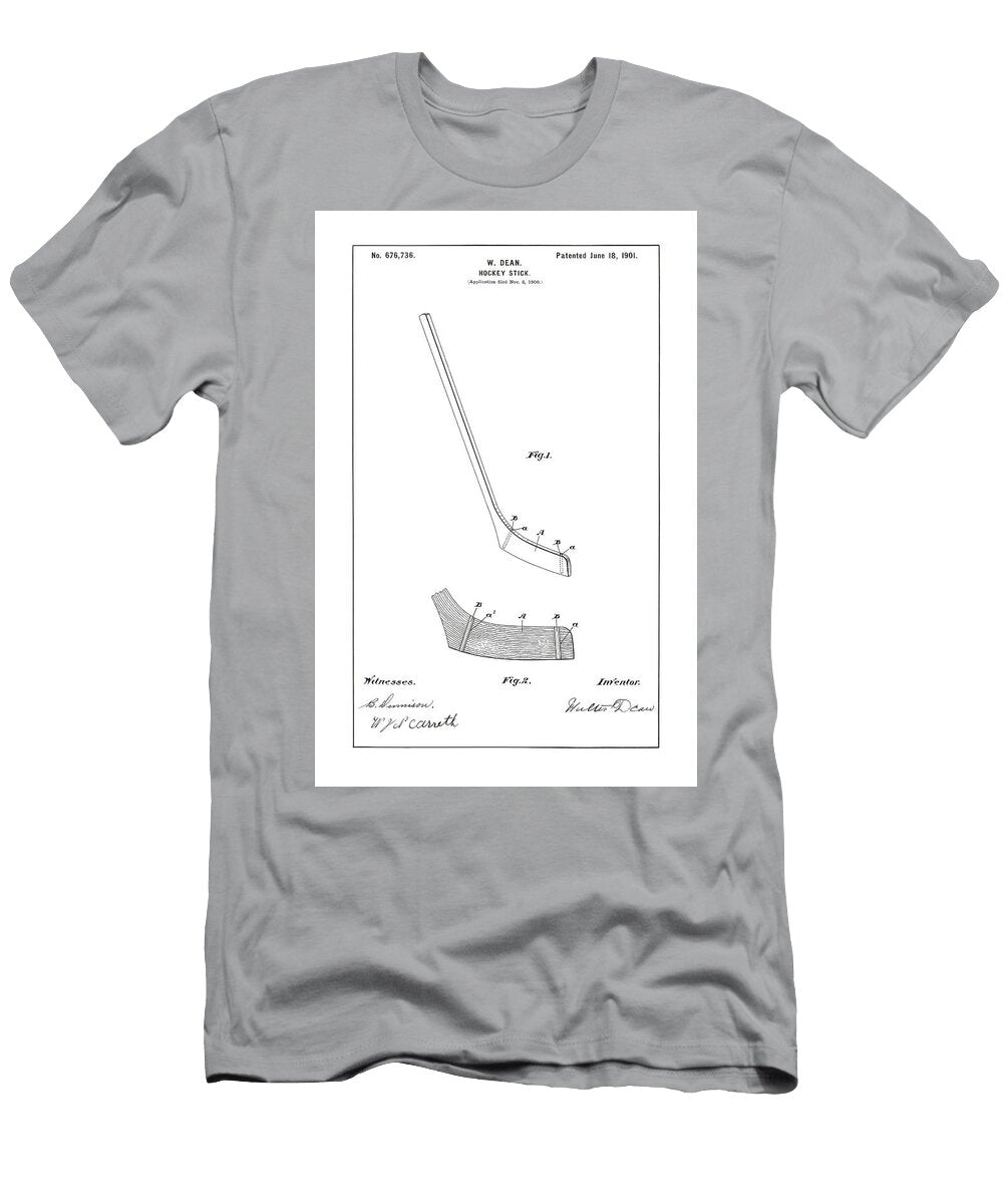 Hockey Stick Patent Restored Patent Drawing for the 1901 W Dean Hockey Stick Jose Elias Sofia Pereira T-Shirt