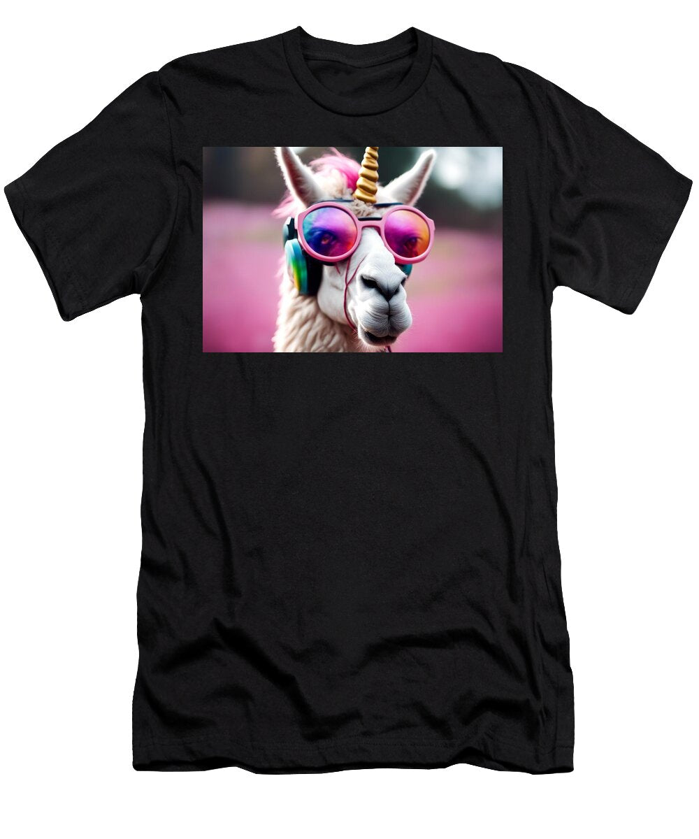 Horn Dreams Fun Rainbow Unicorn Pink Follow Llama Adphones Glasses Horn Dreams Fun Rainbow Unicorn Pink Follow Llama Adphones Glasses Lama Wafe Akkash T-Shirt