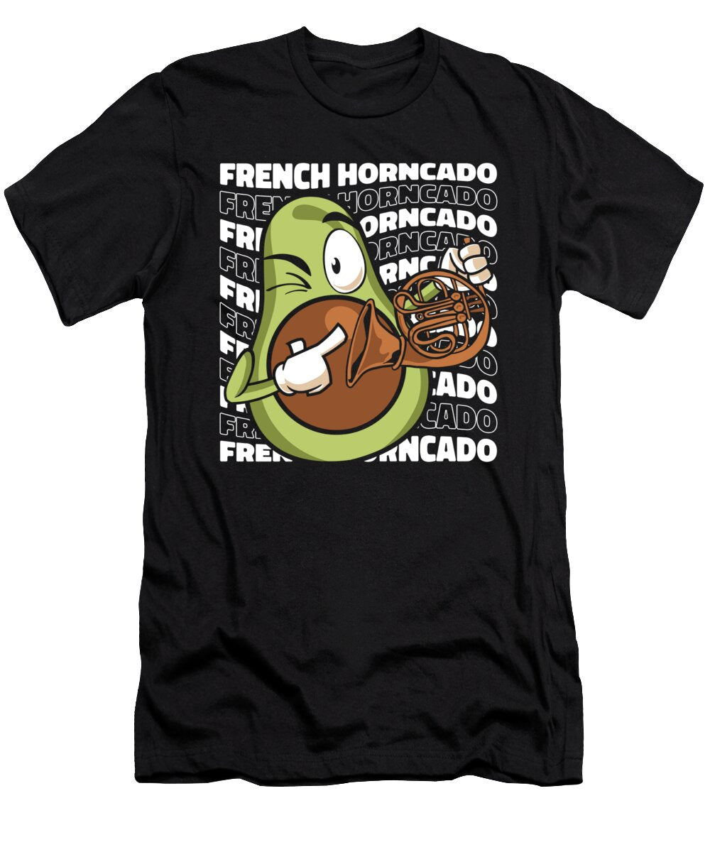Hornist Avocado Brass Instrument Marching Band French Horn Crazy Squirrel T-Shirt