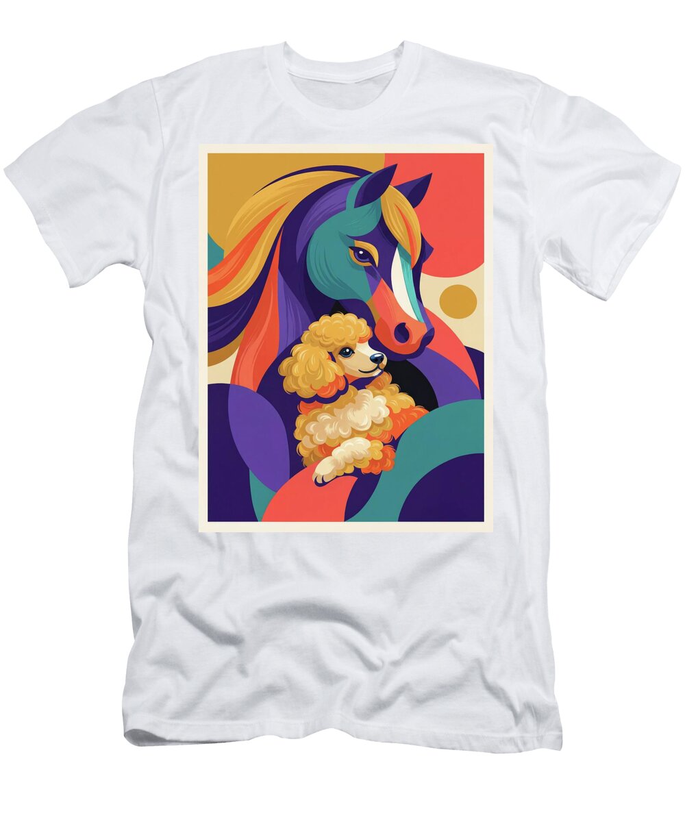 Horse and Poodle Dog Radiant Souls Dog Art Museum T-Shirt