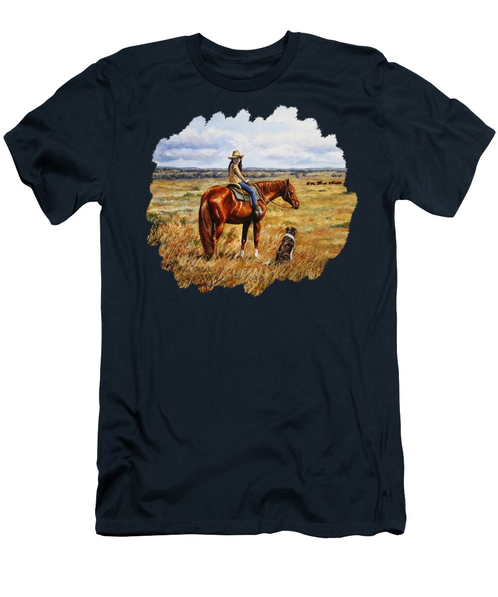 Horse Painting Waiting for Dad Crista Forest T-Shirt