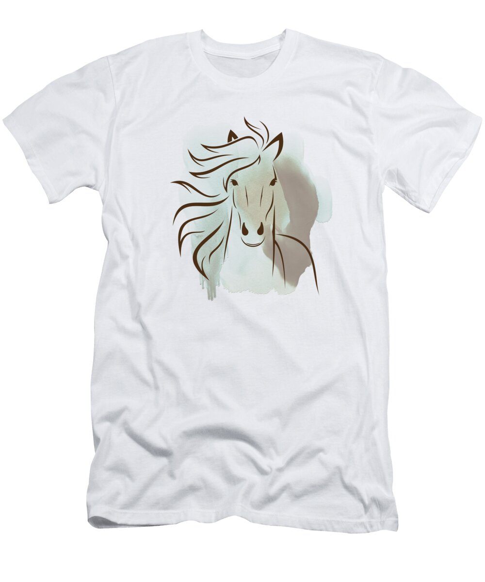 Horse Wall Art Elegant Bright Pastel Color Animals Wall Art Prints T-Shirt