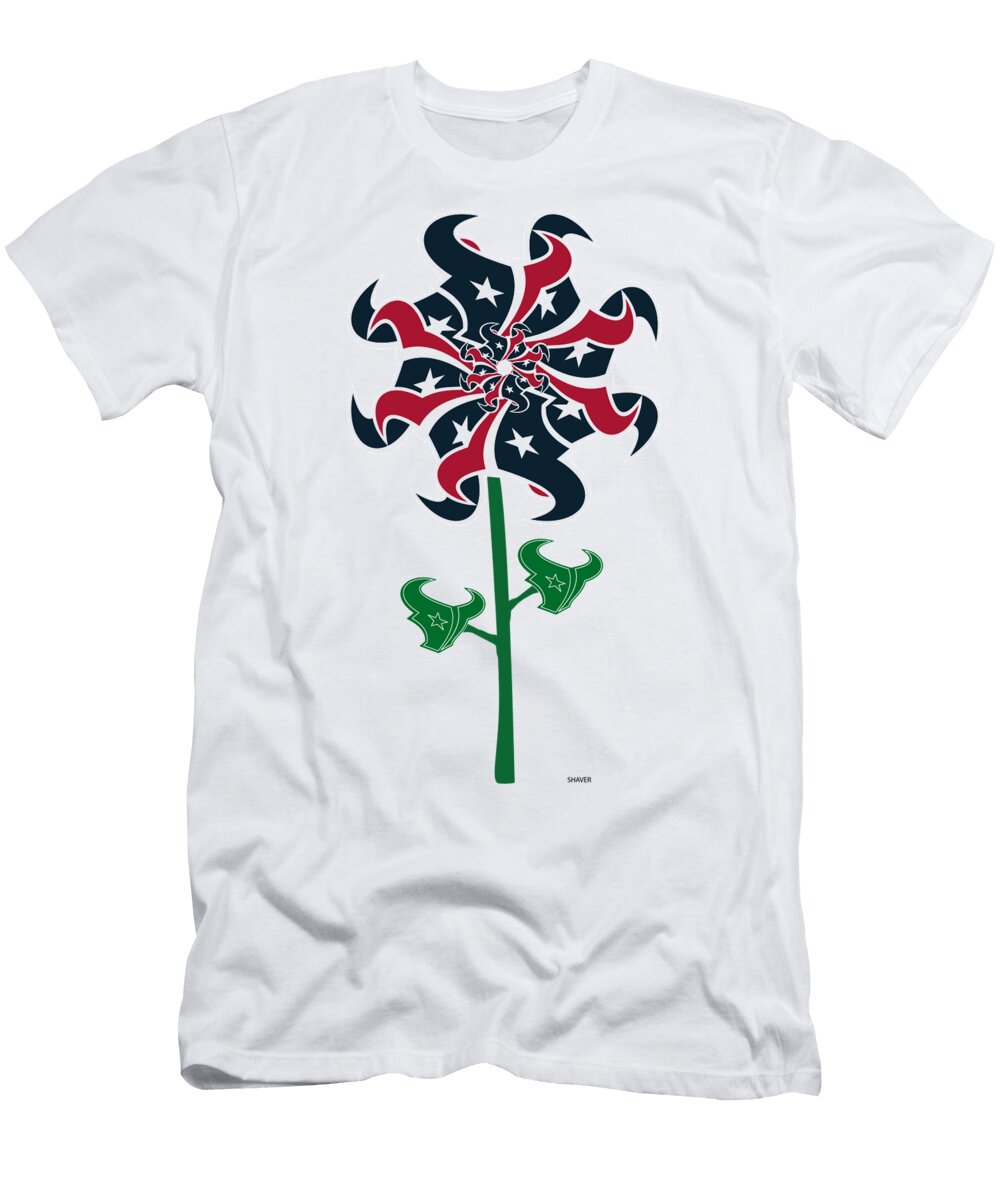 Houston Oilers NFL Football Team Logo Flower Art Steven Shaver T-Shirt