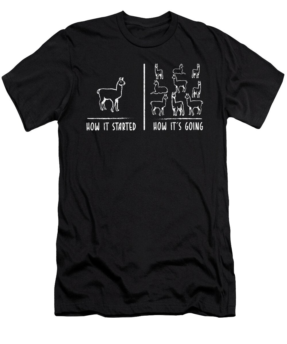 How It Started How Its Going for Llama Lovers Tenshirt T-Shirt
