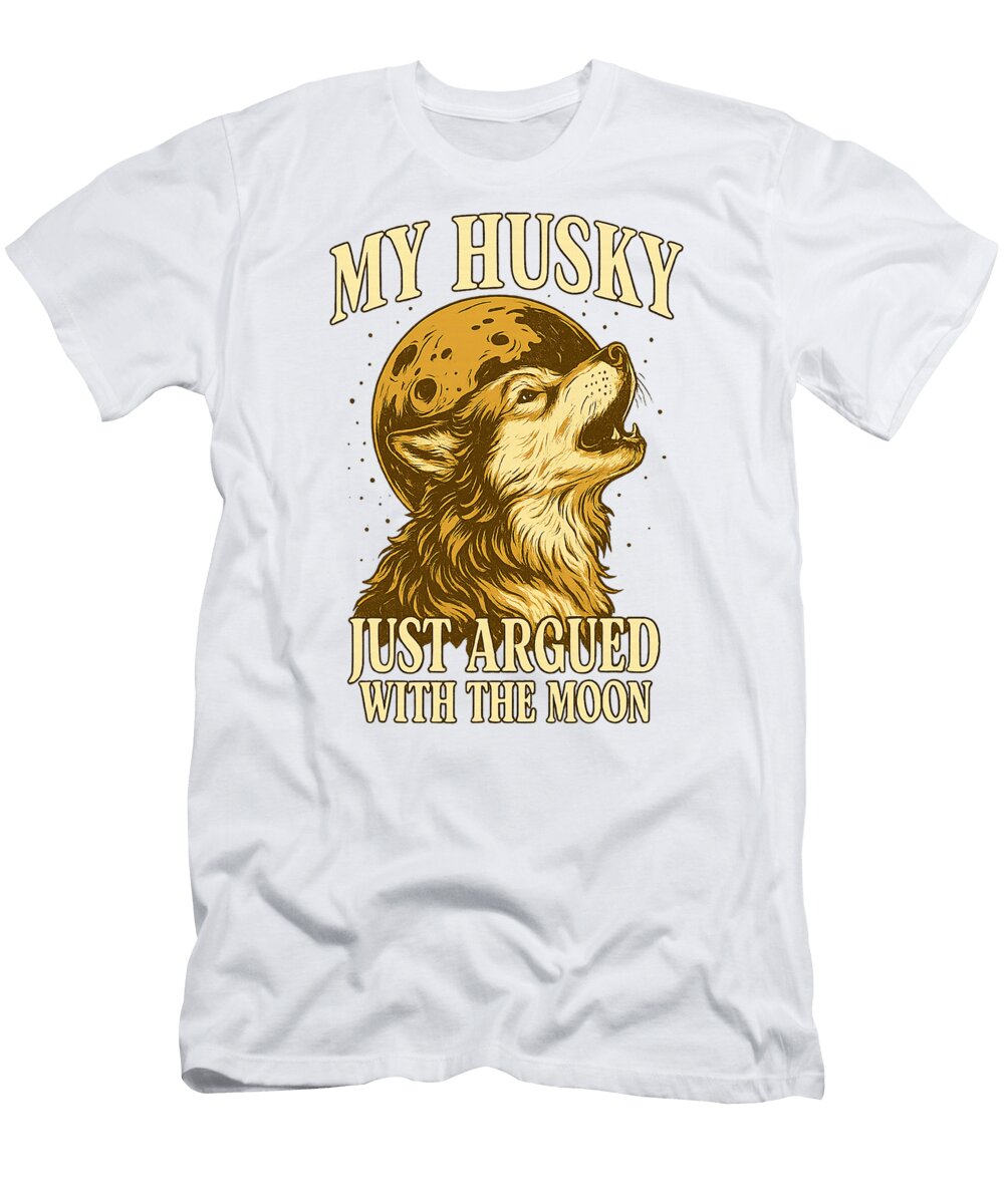 Howling Husky Retro Moon Art Sarcastic Dog Owner Studi Alex T-Shirt